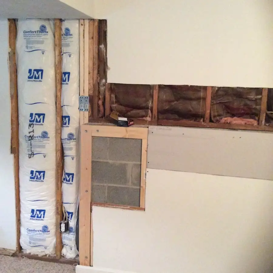 Wall insulation replacement during Basement Flood Cleanup in Arbutus